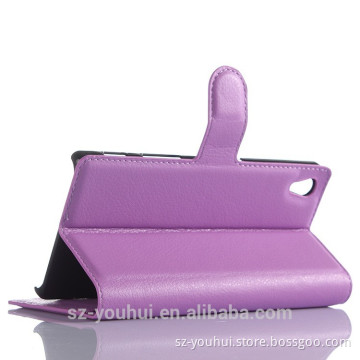 Factory price leather flip cover case for Sony Xperia Z5